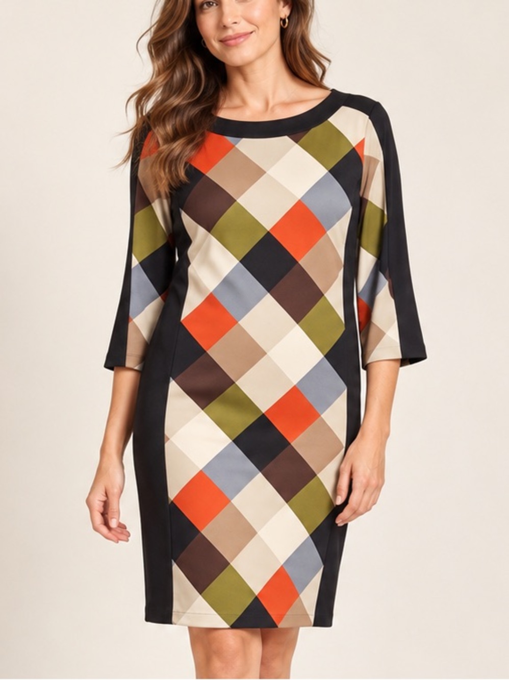 Nine West Geometric Print Sheath Dress Size 8 | 3/4 Sleeve